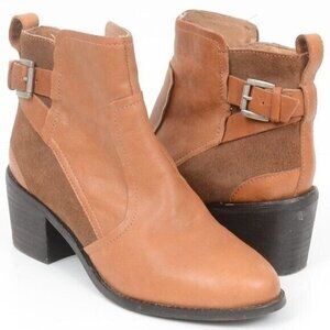 H&M Women's 7 Premium Leather Boots Buckle Festival Minimalist Ankle Bootie